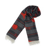 BLACK & RED TASSELS SILK MEN SCARF